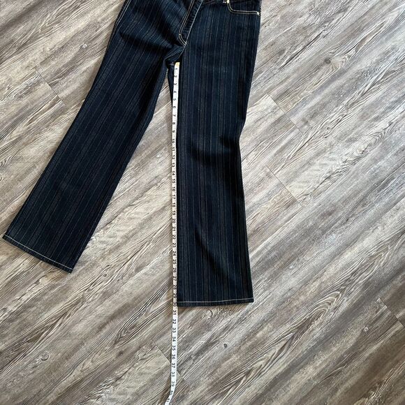 Luxury Escada Designer Denim Bootcut Gold Striped Jeans 40 Euro - Picture 8 of 11